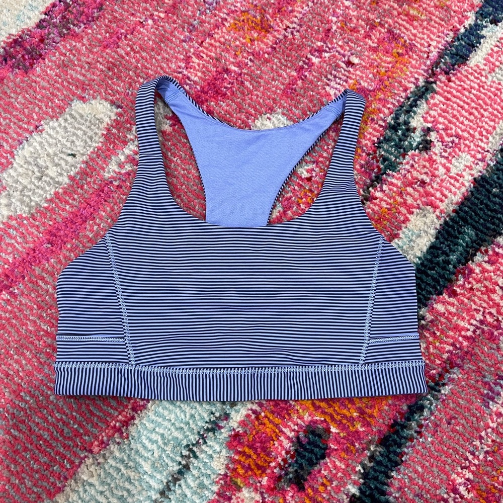 Lululemon Top Speed Bra Tonka Stripe Purple